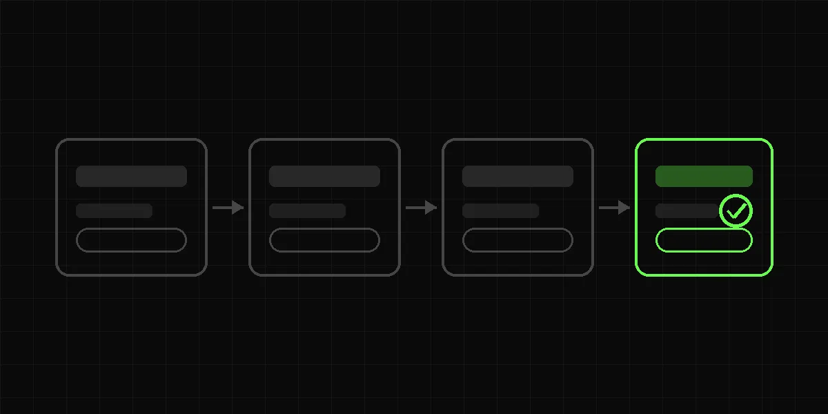 Four booking steps from search to a confirmed seat, the last one highlighted
